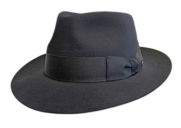 Fernandez & Roche premium grade Antelope fur felt Trilby hat in Navy