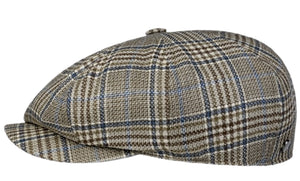 Liery's Wool/Silk/Linen Glen check Taupe Baker boy cap