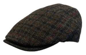 Stanton Virgin Wool Block check flat cap in Black