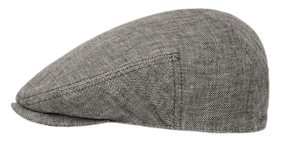 Stetson Linen Herringbone Drivers style flat cap in Silver Grey