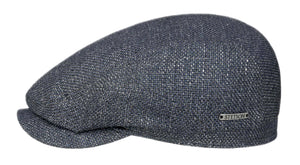 Stetson Virgin Wool/Linen Basket weave texture Drivers style flat cap in Blue Marl